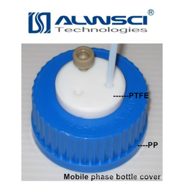 tapa de rosca azul de material PTFE PP para botella de reactivo